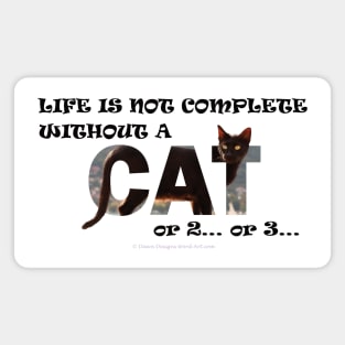 Life is not complete without a cat or 2 or 3 - black cat oil painting word art Magnet